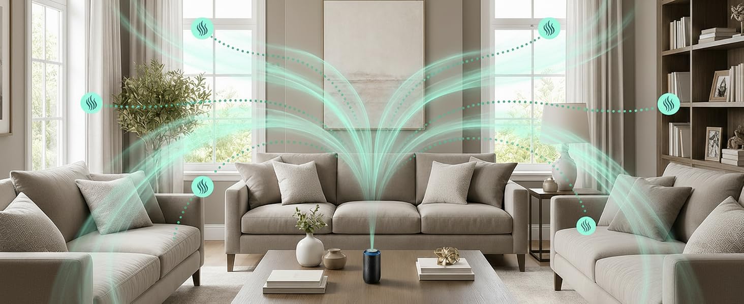 Fotus Air waterless diffuser for essential oils is designed to cover spaces up to 600 sq. ft.