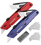 WORKPRO Retractable Utility Knife with Extra Blade Storage, 2 Pack Quick-Change Box Cutters with ...