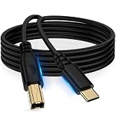 10FT USB B to USB C Printer Cable, USB Type B to Type C Cord MIDI Cable for iPhone 16 15, Samsung...