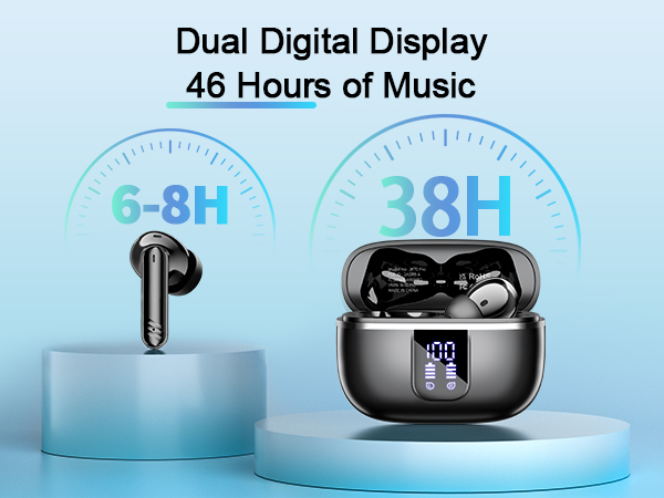 46 Hours Playtime ear buds wireless