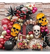 Jobkoo Halloween Balloon Arch Happy Halloween Decorations Double Stuffed Red Black Gold Bloody Ba...