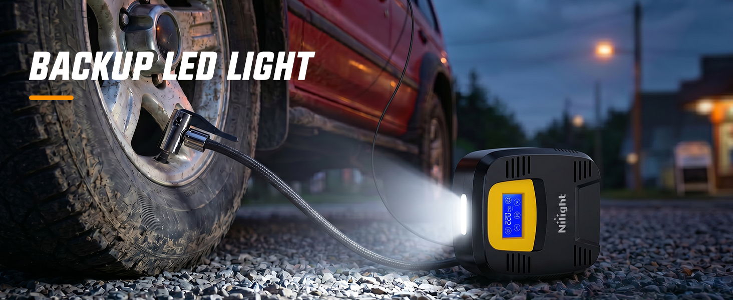 Nilight Portable tire inflator with pressure gauge