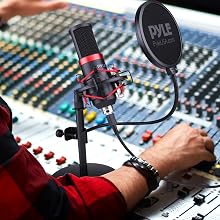 USB Microphone Podcast Recording Kit - Audio Cardioid Condenser Mic w/ Shock Mount Stand & Pop
