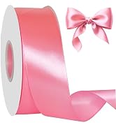 60 Yards x 1-1/2 Inch Pink Ribbon: Pink Satin Ribbon for Gift Wrapping Wedding & Mother's Day Flo...