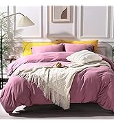 NEXHOME PRO Organic Jersey Knit Cotton Duvet Cover Set - King Pale Mauve 3pcs Bedding Sets Soft B...