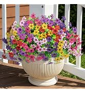 Besteek 20 Bundles Artificial Flowers for Outdoors, Fake Silk Flowers UV Resistant Faux Realistic...