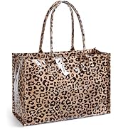 KALIDI PVC Tote Bag Women’s Kraft Paper Work Handbags Purses with Top Handle