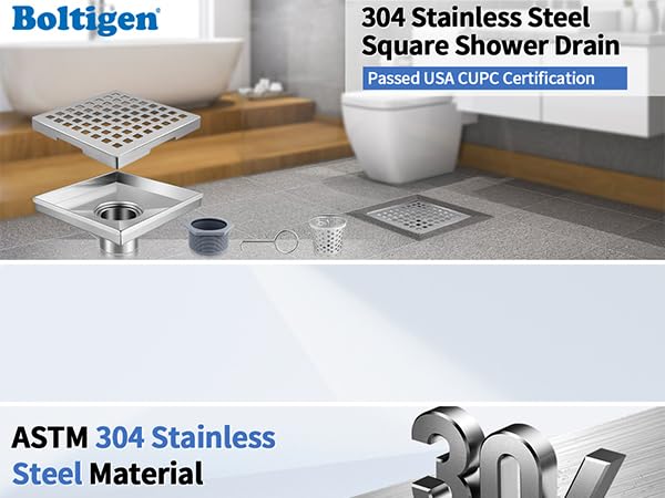 304 Stainless Steel Square Shower Drain