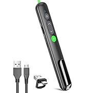 Presentation Clicker PowerPoint Wireless Presenter Remote: Rechargeable Green Laser Pointer Click...