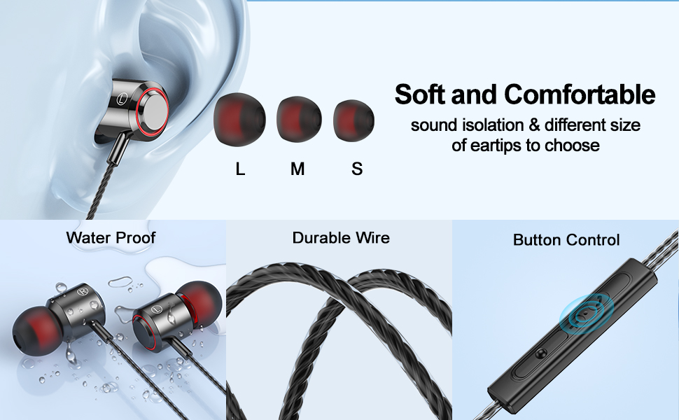 wired earbuds;wired headphones;corded earbuds;in ear headphones wired;plug in earbud;3.5mm headphone