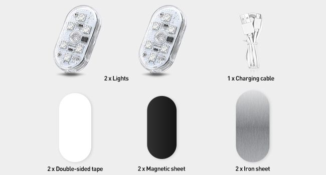 Nilight 2pcs wireless car interior light package included
