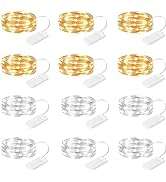 Brightown 12 Pack Led Fairy Lights Battery Operated String Lights Waterproof Silver Wire 7 Feet 2...