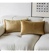 Demetex Gold Throw Pillow Covers Super Soft Velvet Pillows Lumbar Modern Rectangle Bed Summer Pil...