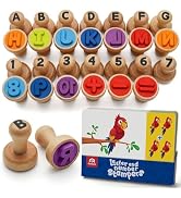 Coogam Wooden Alphabet Number Stamp Flashcard, ABC Spelling Letter Stampers and Mathematics Learn...