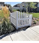 Windscreen4less 38"x95" Outdoor Corner Picket Fence White Vinyl Enclosure Fence Panel for Porch P...