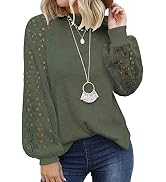 Women’s Long Sleeve Tops Lace Casual Loose Blouses T Shirts Knit Sweater Tops