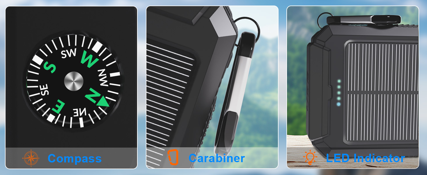 Power Bank Solar Charger 20,000mAh, Portable Phone Charger, 4 Cables Outdoor External Backup