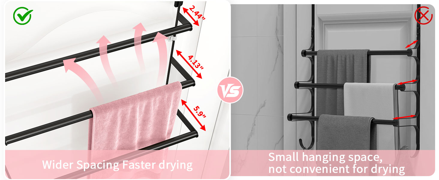 Towel Rack with Hooks for Door Hanging