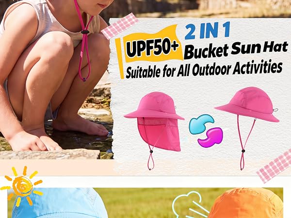 sun hat with neck flap girls boys beach hat