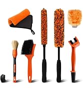 YeewayVeh 7PCS Motorcycle Cleaning Kit with 2-Size Bendable Wheel Brushes-Hard Reach Brush,Tire a...