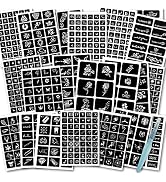 Koogel 524 PCS Semi Permanent Tattoo, 20 Sheets Henna Women Tattoo Stencil Temporary Tattoo Stick...