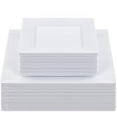 Goodluck 60 Pack Disposable Square Plastic Plates - Heavy Duty Dinner (9.5") & Dessert (6.5") Pla...