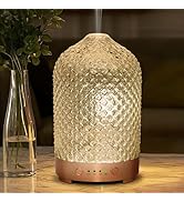 Glass Essential Oil Diffuser 200ml-Ultrasonic Aroma Diffuser with Glass Dome, Aromatherapy Diffus...
