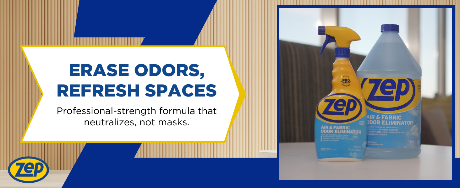 Zep Air & Fabric Odor Eliminator - Erase Odors, Refresh Spaces