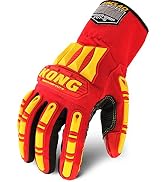 Ironclad mens Work Glove KONG RIGGER GRIP A5, Red/Yellow, Large US