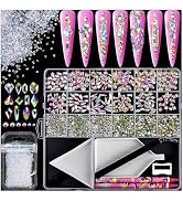 8000pcs Nail Gems and Rhinestones for Nails Art, 240 Shaped Glass AB Crystals Nail Charms for Nai...