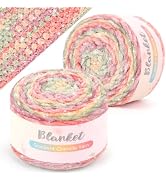 Aeelike Chenille Yarn for Crocheting, Soft Gradient Velvet Yarn #6, Macaron | 2 PCS Fluffy Ombre ...
