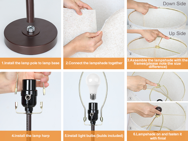 Brown Table Lamps Easy to Assemble
