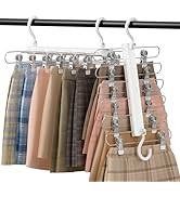 TAILI 2 Packs TAILI Skirt Hangers Space Saving, Pants Hangers with Clips, 6 Tiers Non-Slip Space ...