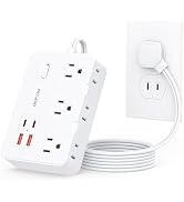 DEPOW 2 Prong to 3 Prong Adapter Power Strip - 6 Outlets & 4 USB Ports (2 USB-C), 1050J Two Prong...