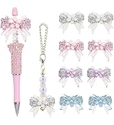 Frinnovan 8 Packs Rhinestone Bow Shaped Beads for Beadable Pens Crystal Bowknot Large Spacer Bead...