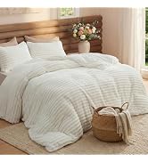 Bedsure Comforter Set Queen Size - GentleSoft™ 3 Pieces Double-Side Fleece Fluffy White Comforter...