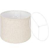 Beige Drum Lamp Shade, 13" Top x 13" Bottom x 10" High, Two Different Top Rings (Spider and UNO F...