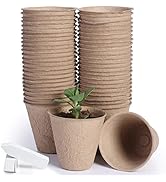 JERIA 50-Pack 3.15 Inch Peat Pots for Seedling with 50 Pcs Plant Labels,Outdoor Garden Germinatio...