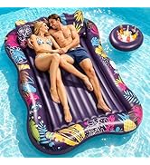Korlon Tec Extra Large Pool Floats Adult, 81" x 60" Inflatable Tanning Pool Lounger Float with Pi...