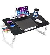 Adjustable Laptop Bed Desk with 4 USB Ports, Storage Drawer, Cup Holder, X-Large Foldable Bed Lap...
