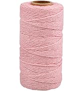 jijAcraft Light Pink Natural Cotton Bakers Twine,328 Feet Light Pink Twine String,2mm Light Pink ...