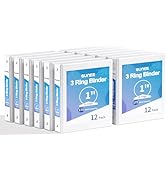 SUNEE 3 Ring Binder 1 Inch 12 Pack, Clear View Binder Bulk Three Ring PVC-Free (Fit 8.5x11 Inches...