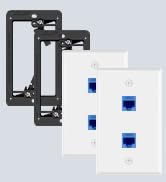 VCE 2-Port Ethernet Wall Plate (UL-Listed), CAT6 Wall Plate and Jack, RJ45 Keystone Wall Outlet w...