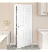 JUBEST 32"x80" Raised 6-Panel Textured White Primed Hollow Core Interior Molded Door Slab, NOT In...