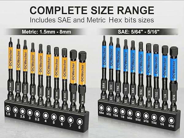 20-Piece 3-Inch Long Magnetic S2 Allen Wrench Drill Bit Set