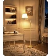 Vintage Floor Lamp with 350°Adjustable Swing Arm, 61” Mid-Century Modern Floor Lamp, Farmhouse St...