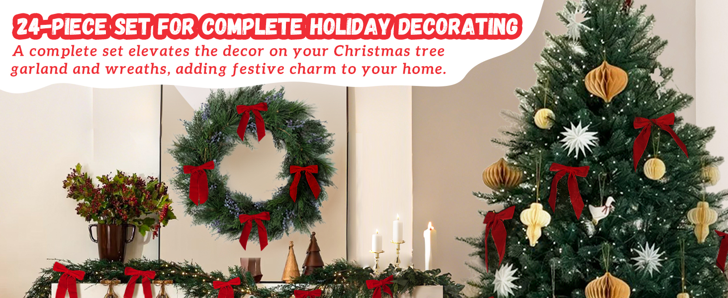 Christmas Decorations Large Red Velvet Christmas Tree Topper Gift Bows Xmas Decor Home Wreaths Door
