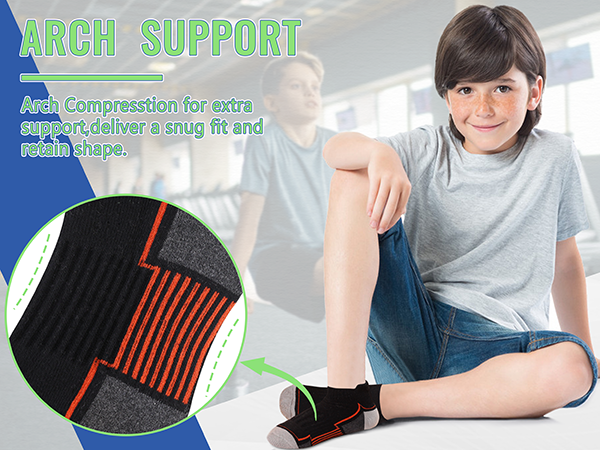 SeeyAN Kids Socks Boys Ankle Athletic Socks Half Cushioned Low Cut Sport Cotton Breathable Socks