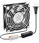 Eakhelb 80mm EC Brushless Fan, 80x80x25mm Dual Ball Bearing, AC 110V 120V 220V 240V Cooling Fan w...