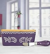 Domini Large Butter Dish,Ceramic Christmas Butter Dish with lid and knife, Butter Keeper Double S...